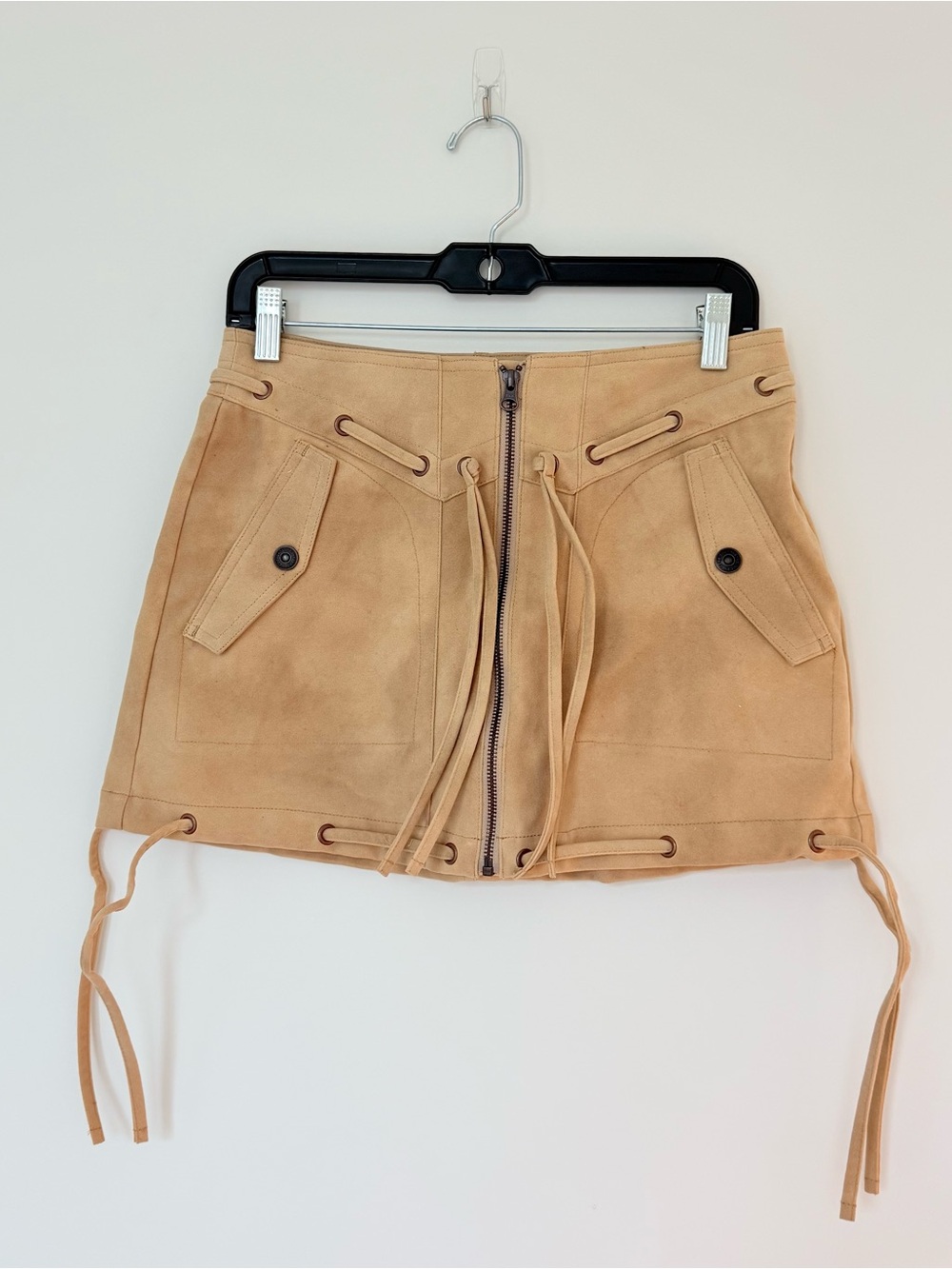 Free People Suede Lace-Up Mini Skirt